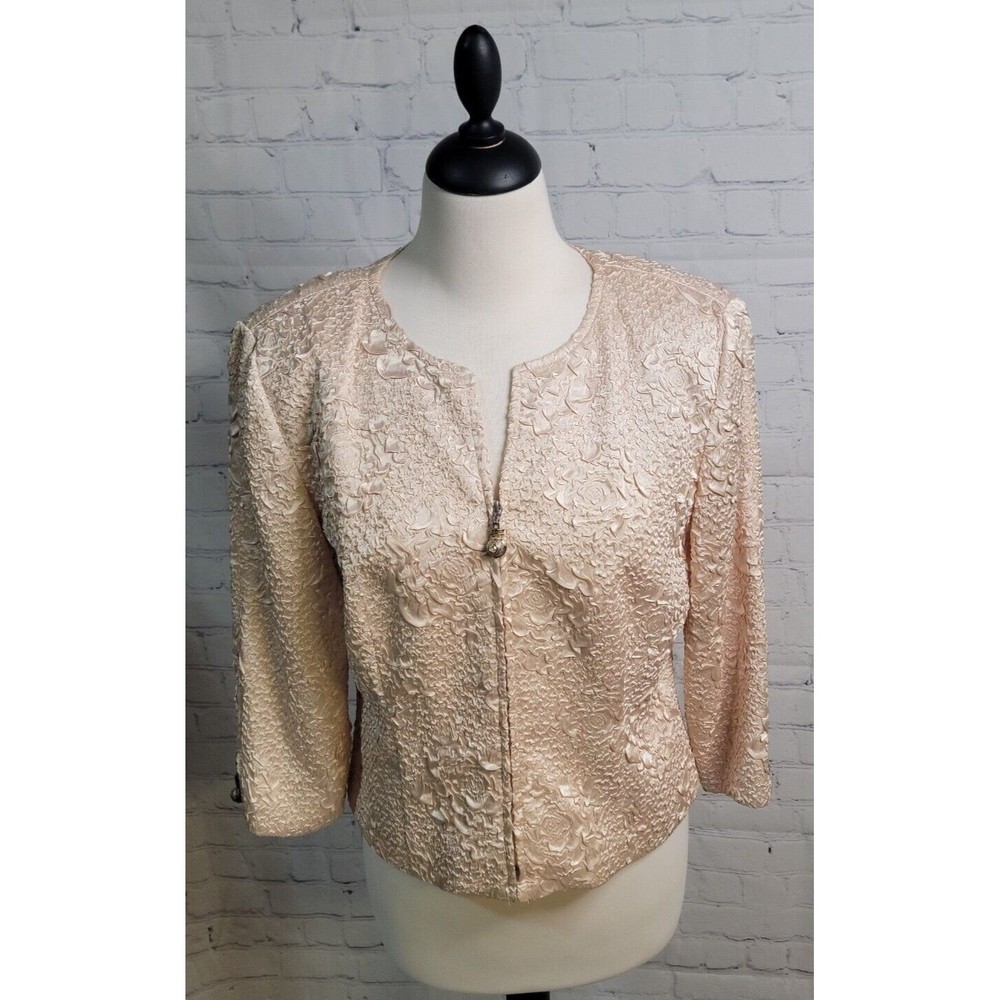 Women's Vintage  Ribkoff Designs Smocked Ruched Zip-Up Jacket Size 10